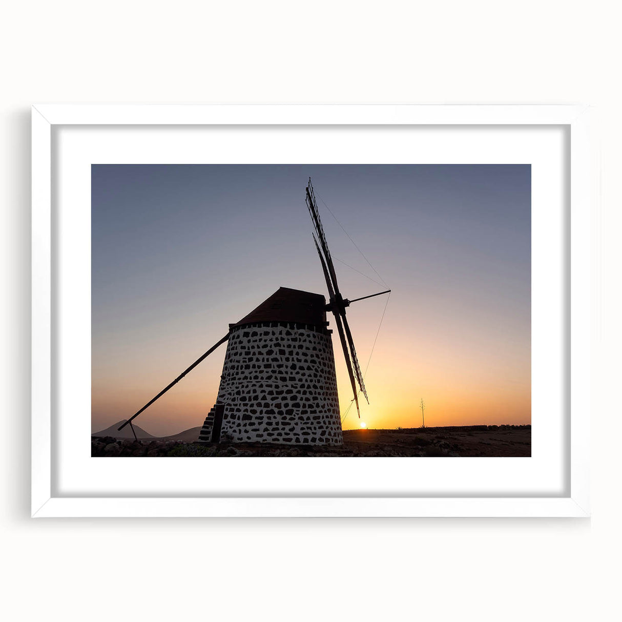 Textured abstract art print depicting a vibrant European landscape, framed with a white mat, ideal for bedroom art.