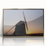 Art Deco style poster depicting a scenic view of the Canary Islands in a gold-framed acrylic.