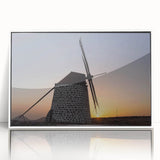 Mid-century modernist art featuring a scenic view of the Canary Islands in Spain on a white framed acrylic print.