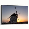 Black and white framed canvas of a vintage European landscape, ideal for bedroom wall decor.