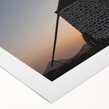 Art deco poster of a scenic European landscape in muted earth tones, printed on rolled canvas.