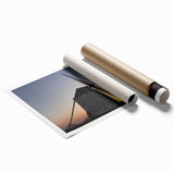 Extra large rolled print of a European scenery with vibrant floral elements.