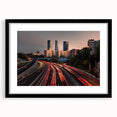 Abstract art print of Madrid with vibrant, colorful textures on a large framed canvas, ideal for living room decor.