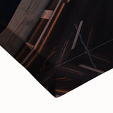 Large art depicting a black and white landscape of Madrid on stretched canvas, suitable for bedroom decor.