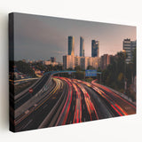 Large canvas print of Madrid cityscape in muted earth tones, ideal for kitchen wall art.