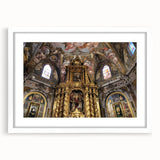Abstract art print of Valencia scenery in muted earth tones on a white framed mat, ideal for dining room decor.
