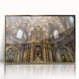 Large art print of Valencia scenery in muted earth tones on a framed acrylic, styled in mid-century modernist design.