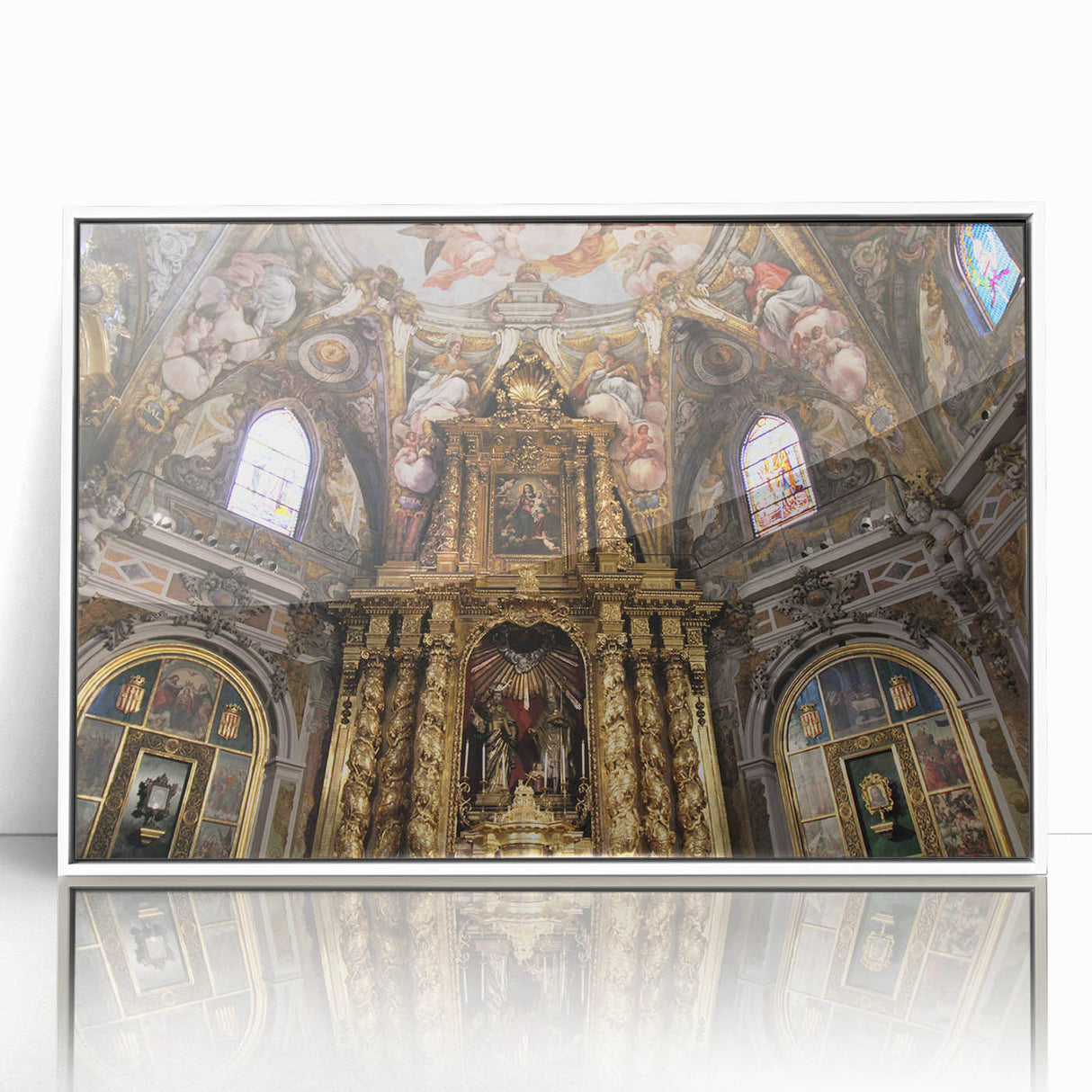 Art deco poster of Valencia scenery in soft pastel shades on framed acrylic, ideal for nursery wall art.