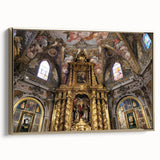 Framed canvas of a vintage-style Valencia landscape in muted gold and black tones, ideal for bedroom wall art.