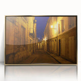 Large acrylic print of Stockholm scenery in mid-century modernist style, with gold frame, suited for modern art wall decor.