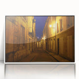 Acrylic print of Stockholm scenery in art deco style, with pastel blue and white tones, ideal for modern nursery wall art.