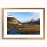 Extra large abstract art print of a European scenery in muted earth tones on a framed canvas, ideal for living room decor.