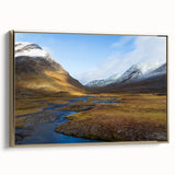 Framed canvas featuring a vintage-style black landscape painting of a Swedish scenery, ideal for bedroom wall art.