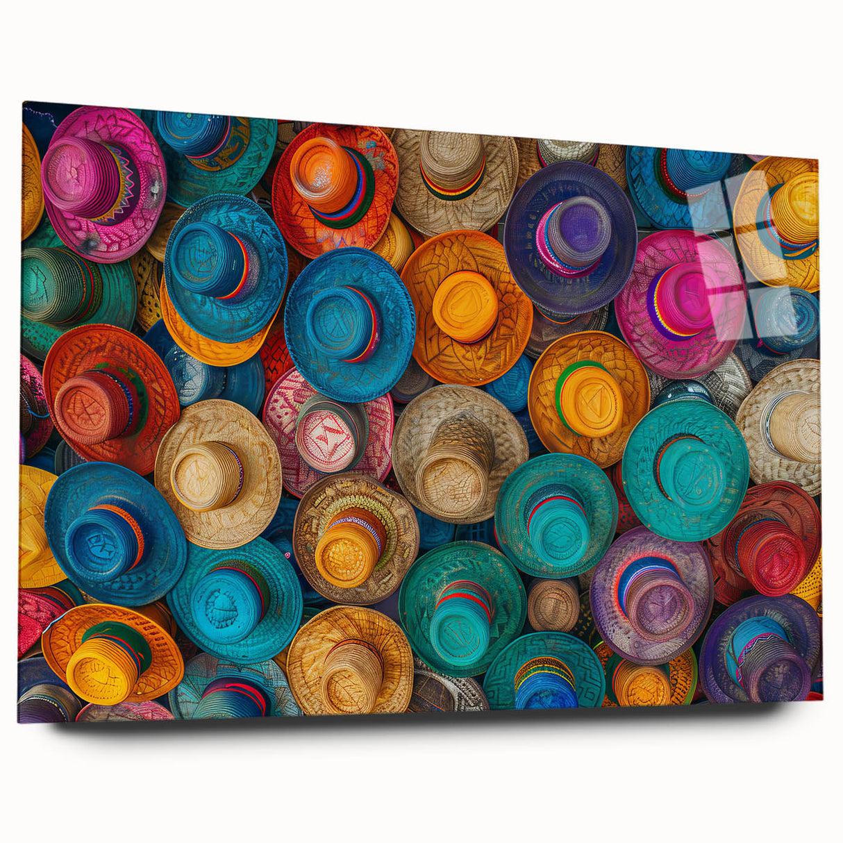 Large abstract wall art of Cancun scenery on acrylic glass, ideal for bedroom or dining room decor.