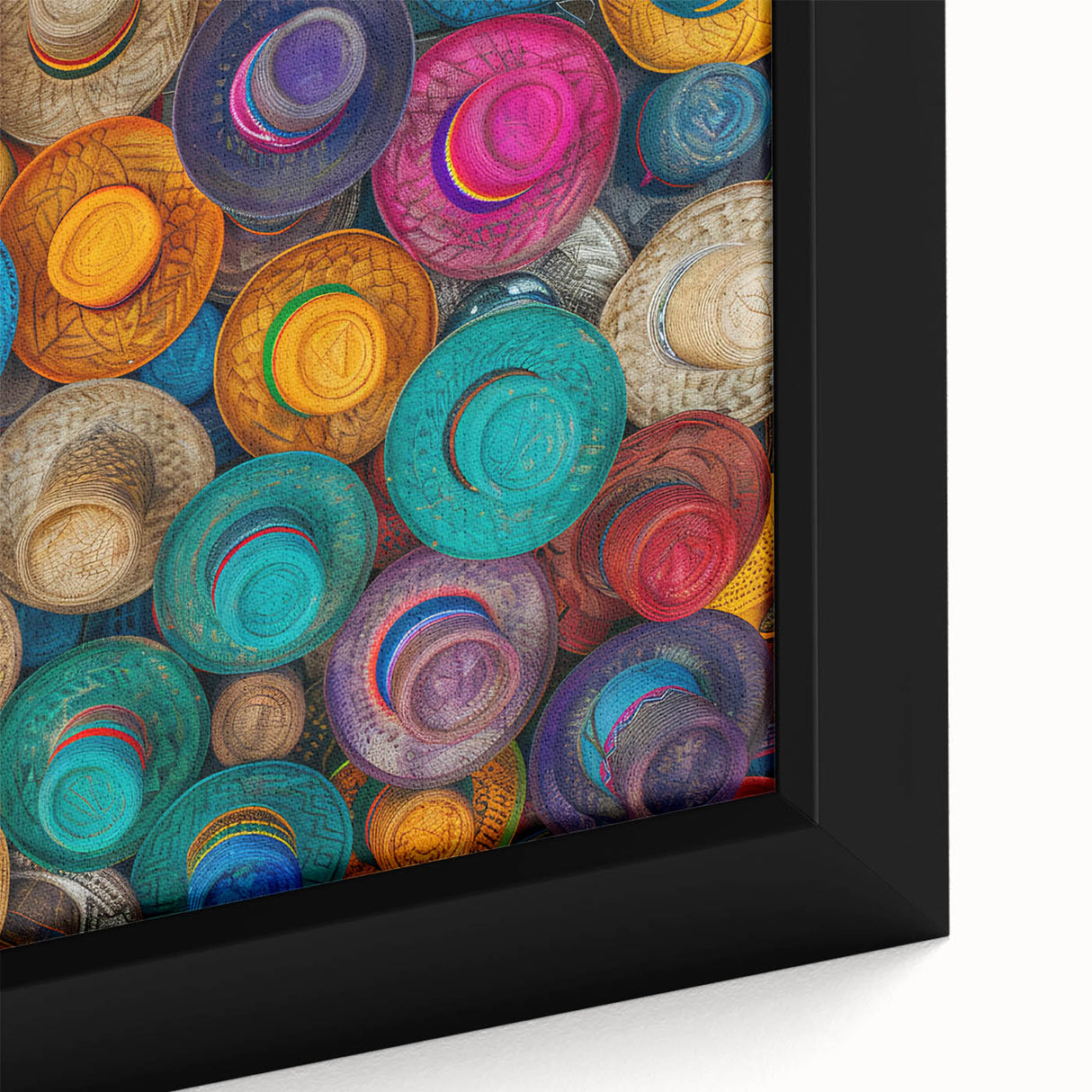 Extra large framed canvas featuring a textured depiction of Cancun scenery in vibrant colors, ideal for living room decor.