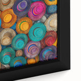 Extra large framed canvas featuring a textured depiction of Cancun scenery in vibrant colors, ideal for living room decor.