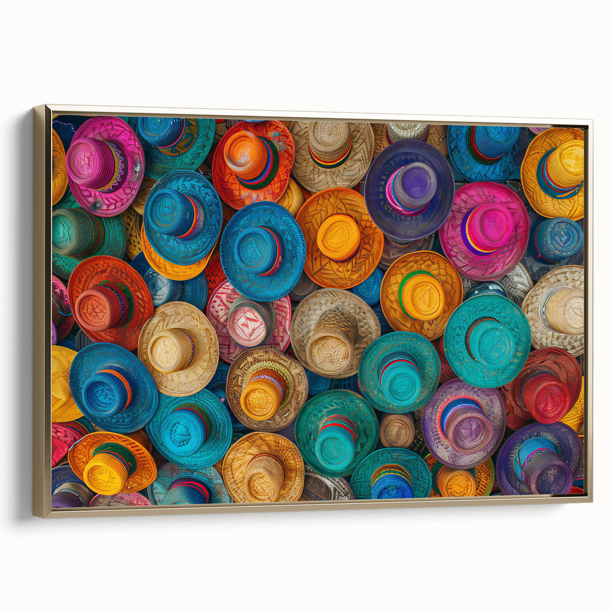 Framed canvas depicting a Cancun landscape in muted gold and black tones, ideal for bedroom wall art.