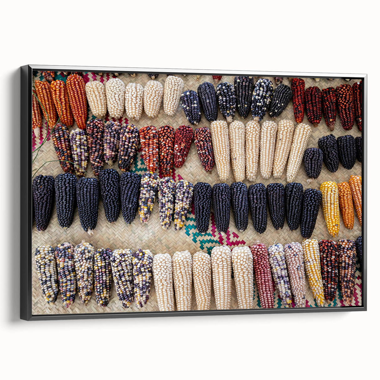 Black and white framed canvas of a vintage Oaxaca landscape, ideal for bedroom wall art.