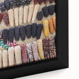 Extra large framed canvas featuring a textured black backdrop with colorful, abstract elements, ideal for living room decor.