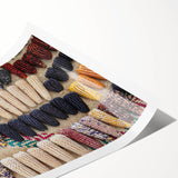 Extra large wall art featuring line art flowers in muted colors on rolled print, ideal for large living room decor.