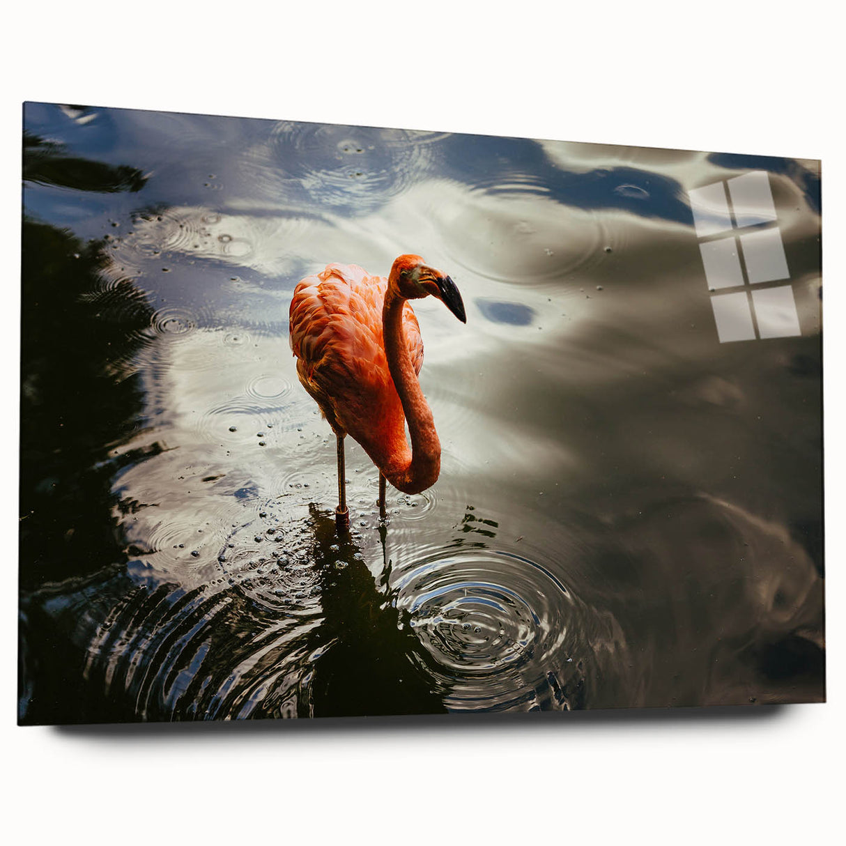 Large abstract wall art of Yucatan scenery in vibrant blue and green tones on acrylic glass.