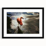 Extra large abstract art print depicting vibrant, colorful Yucatan scenery on a textured canvas, framed in black.