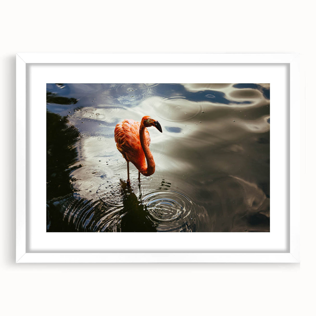 Abstract art print of a Yucatan scenery in muted earth tones on a white framed mat, suitable for dining room decor.
