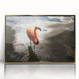 Acrylic print of Yucatan scenery in gold frame, featuring mid-century modernist style, suitable for modern art wall decor.