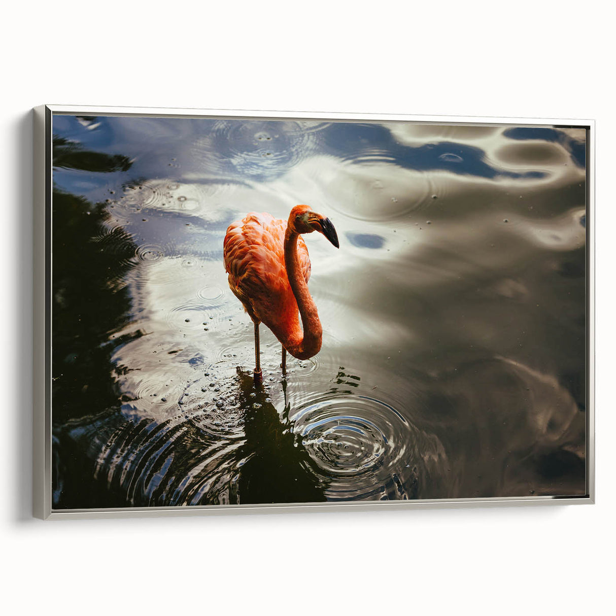 Framed canvas of a vintage Yucatan landscape painting with vibrant colors on a black background, ideal for living room decor.