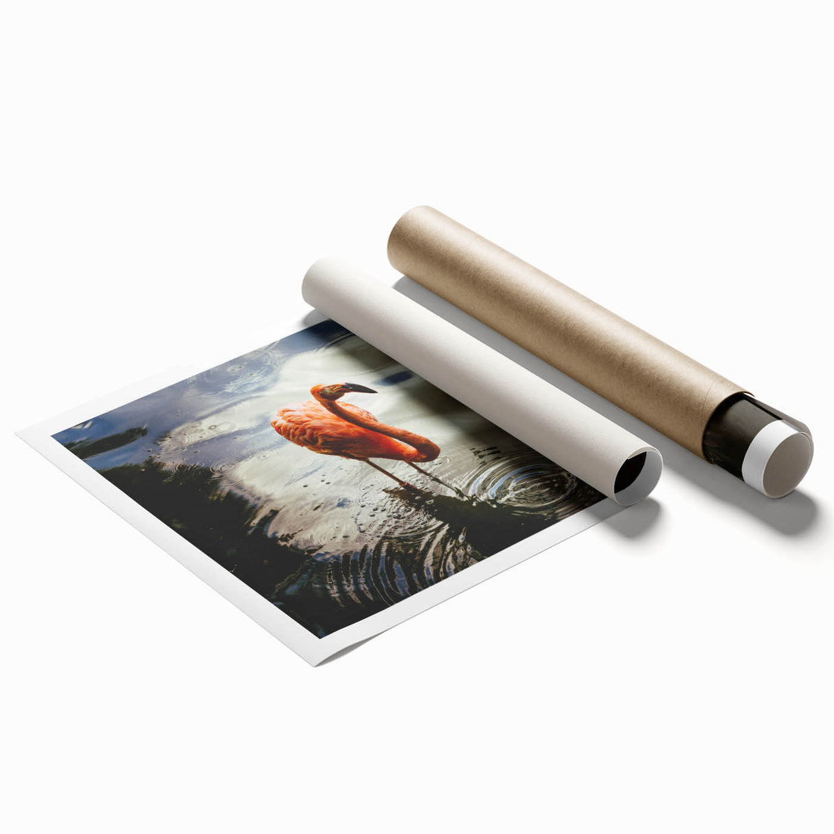 Rolled print of Yucatan scenery with vibrant green and blue tones, ideal for classy bathroom wall art.