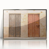 Mid-century modernist art of Dubai skyline in muted silver tones on framed acrylic, ideal for modern art wall decor.
