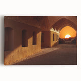 Black and white stretched canvas of a Middle Eastern scenery, ideal for kitchen wall art.