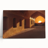 Black and white stretched canvas featuring a panoramic Middle Eastern landscape, ideal for kitchen wall art or bedroom decor.