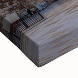 Black and white landscape art painting of Jerusalem on stretched canvas, ideal for bedroom wall art.