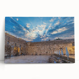 Black and white stretched canvas of Jerusalem skyline, ideal for kitchen wall art or bedroom ambiance.