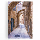 Black and white large art print of Tel Aviv skyline on stretched canvas, suitable for kitchen wall art.