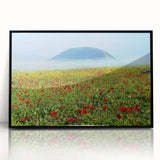 Large abstract wall art depicting a Middle-East Israel scenery in muted earth tones on a framed acrylic.