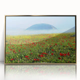 Large acrylic print of a mid-century modernist Israeli scenery in gold tones, ideal for modern art wall decor.