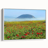 Vintage poster art depicting a Middle Eastern scenery on a framed canvas in vibrant colors, ideal for living room decor.