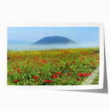 Extra large rolled print of a Middle Eastern scenery with vibrant floral elements, ideal for art wall dining room.
