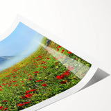 Extra large rolled print featuring line art flowers in neutral tones, ideal for large living room wall art.