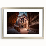 Textured abstract art print depicting a Middle Eastern scenery in muted earth tones, framed in silver, ideal for bedroom art.