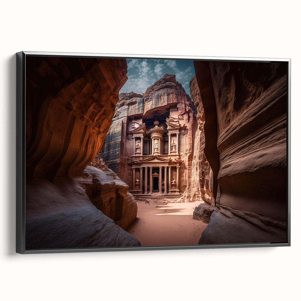Black and white framed canvas of a vintage Jordan landscape, ideal for bedroom wall art.