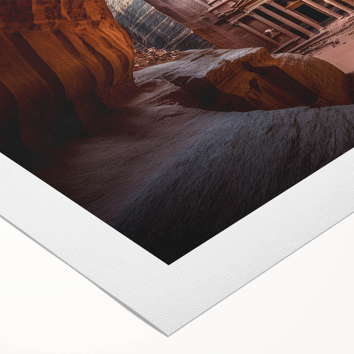 Art deco poster of Jordan scenery in muted earth tones on rolled canvas, suitable for dining room or bathroom.