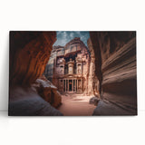 Black and white photograph of Jordanian desert scenery on large stretched canvas.