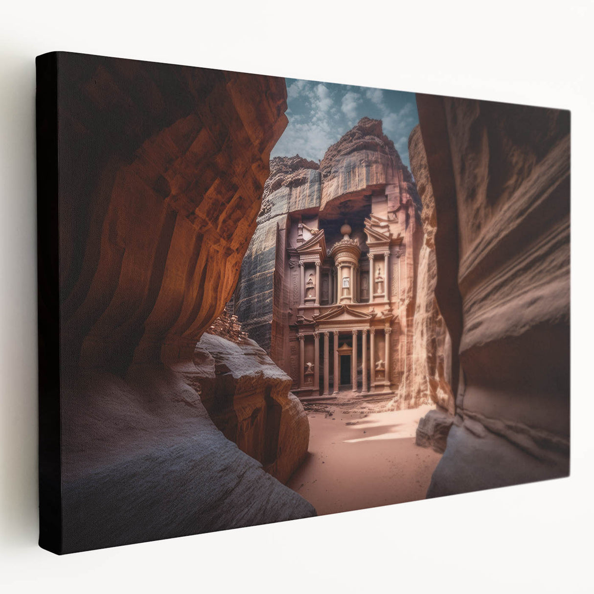 Large canvas print of a Jordanian landscape in muted earth tones, suitable for kitchen wall art.