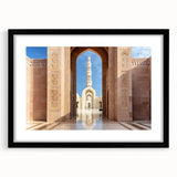 Extra large abstract art print featuring a vibrant, colorful depiction of a Middle Eastern landscape on a textured canvas.