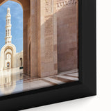 Extra large framed canvas of a textured, colorful Middle Eastern landscape in black, ideal for living room decor.