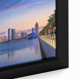 Extra large framed canvas featuring a textured black wall art depiction of a Middle Eastern Qatar scenery.