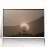 Framed acrylic print of Abu Dhabi skyline in muted gray and blue tones, ideal for modern art wall decor.